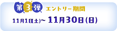 第3弾エントリー期間11月1日（土）〜11月30日（日）
